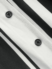 Vertical Striped Shirt & Drawstring Mini Skirt Set