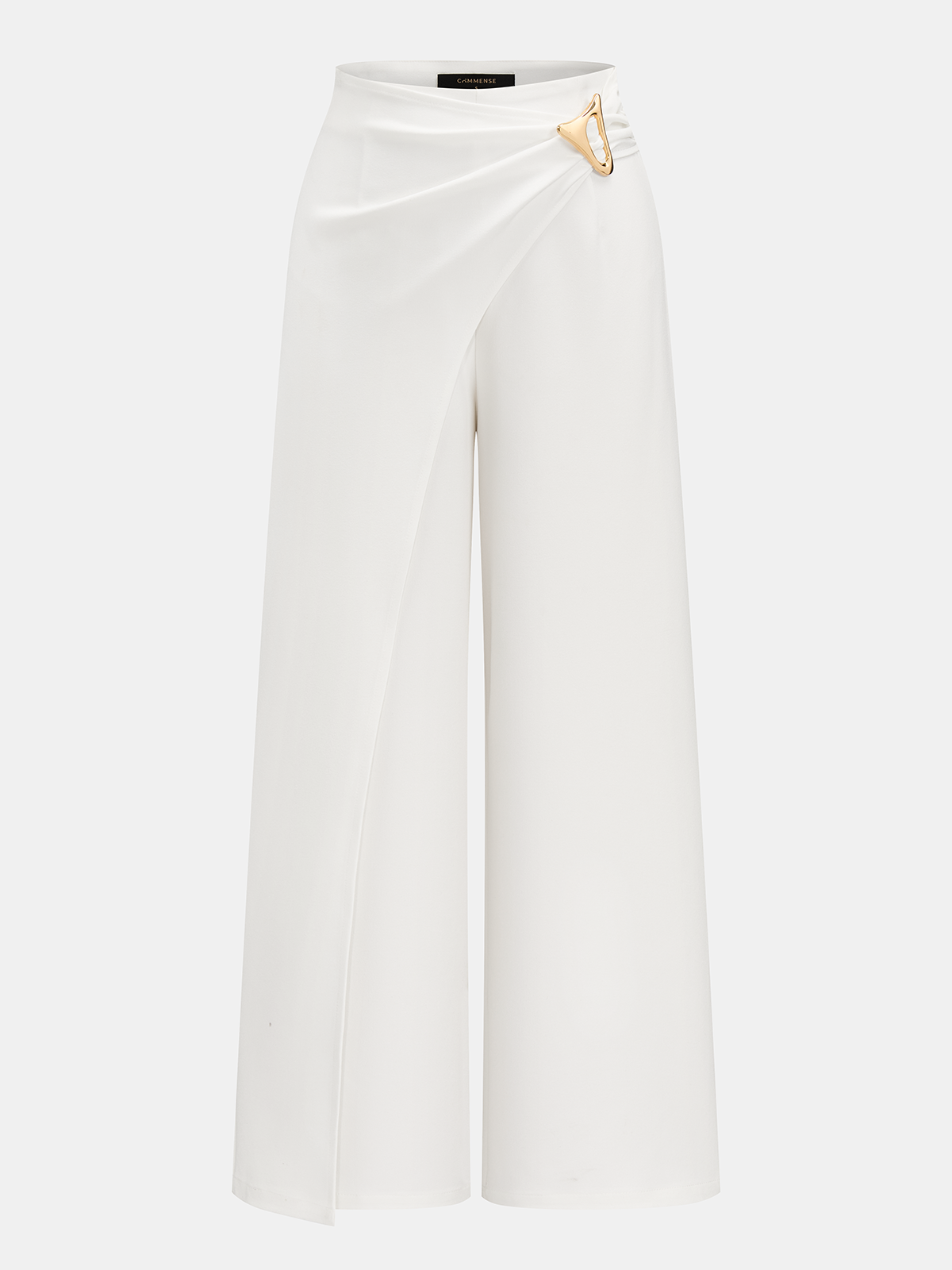 Metal Buckle Wrap Wide Leg Pants