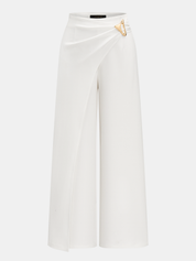 Metal Buckle Wrap Wide Leg Pants