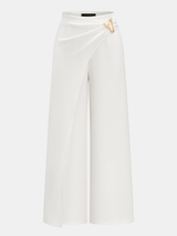 Metal Buckle Wrap Wide Leg Pants