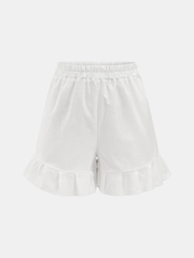 Cotton Tie-Front Blouse & Ruffled Shorts Set