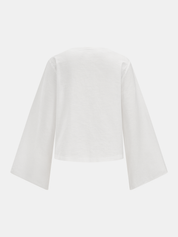 Cotton Tie-Front Blouse & Ruffled Shorts Set