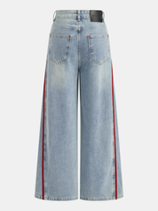 Side Stripe Curved Leg Denim Jeans