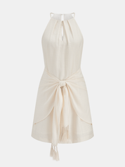 Halter Neck Tassel Knotted Mini Dress