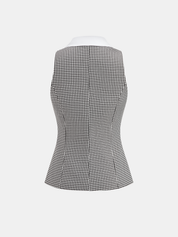 Houndstooth Collared Button Down Vest