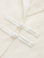 Lace Panel Frog Button Linen Blend Blazer Vest