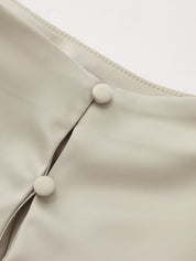 Asymmetrical Draped Ruched Satin Blouse