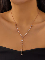 Geometric Zircon Y-Drop Lariat Necklace