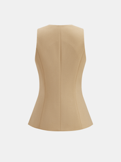 Slim Fit Amber Button Asymmetrical Vest