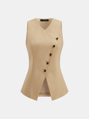 Slim Fit Amber Button Asymmetrical Vest