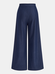 Buckle-Waist Overlap Wide Leg Pants