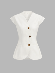 Linen Blend Cap Sleeve Asymmetric Vest