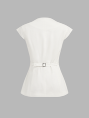 Linen Blend Cap Sleeve Asymmetric Vest