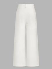 Linen Blend Mid-Waist Wide Leg Pants