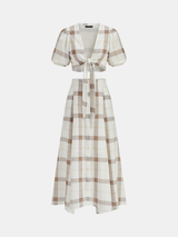 Plaid Tie-Front Crop Top & Maxi Skirt Set