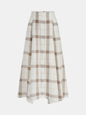 Plaid Tie-Front Crop Top & Maxi Skirt Set