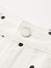 Polka Dot Denim Wide Leg Jeans