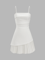 Pleated Hem Asymmetrical Cami Mini Dress