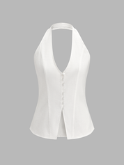 Cotton Linen Halter Top & Mini Skirt Set