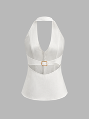 Cotton Linen Halter Top & Mini Skirt Set