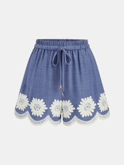 Daisy Embroidered Tank Top & Shorts Set