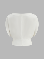 Ruched Cinched Waist Boat Neck Blouse