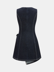 Sleeveless Denim Wrap Mini Dress