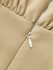 Deep V Neck Pleated Wide Leg Jumpsuit