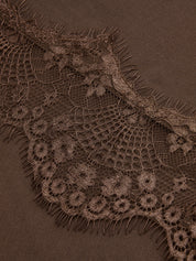 Draped Lace Trim Wide Leg Pants