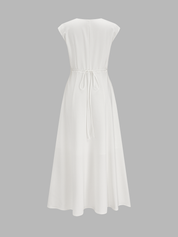 V Neck Cap Sleeve Midi Dress