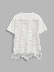 Lace-Back Cotton Short Sleeve Top