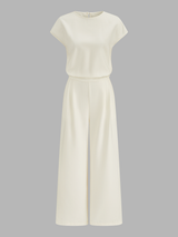 Cap Sleeve Open Back Wide Leg Jumpsuit