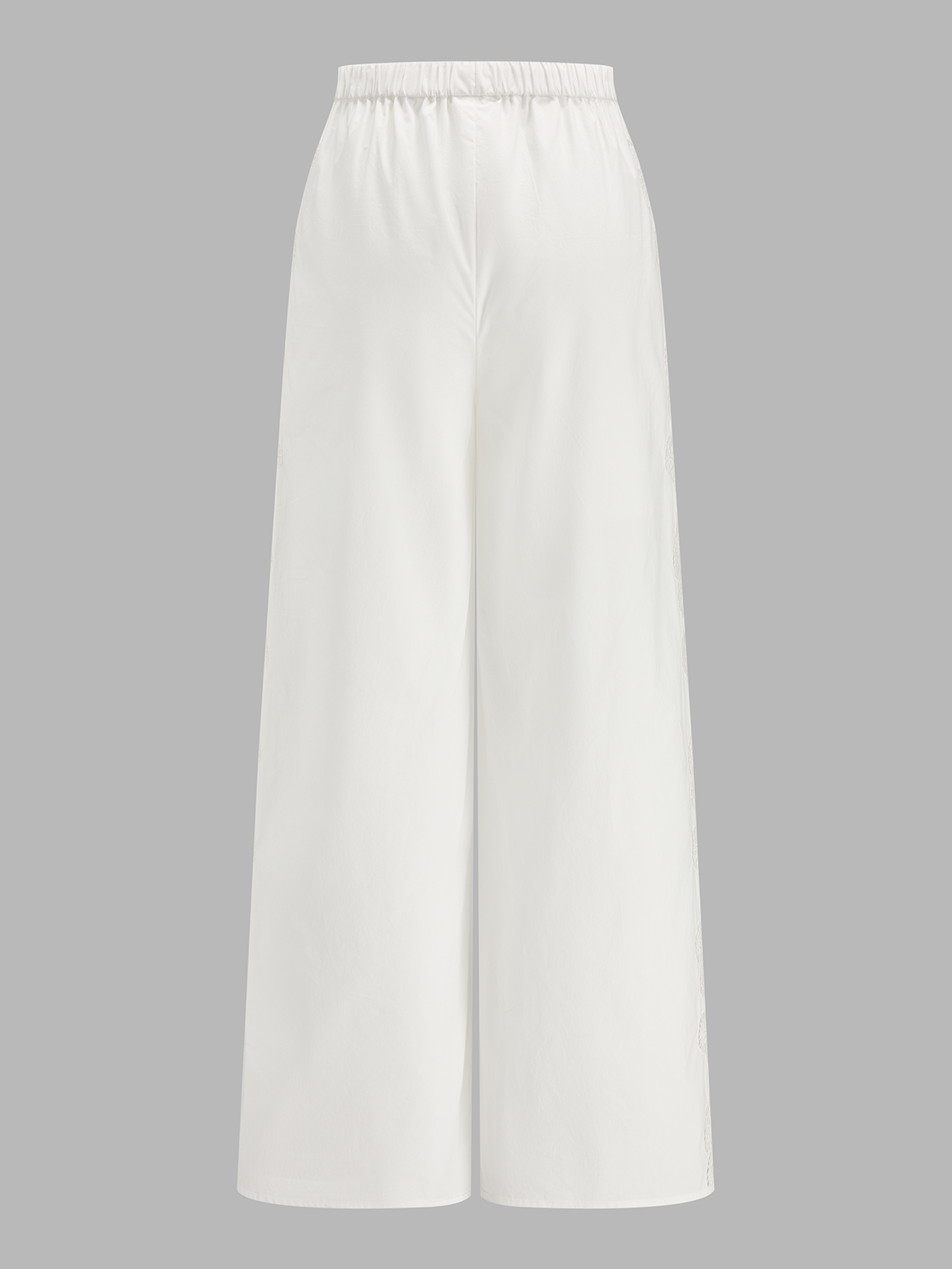 Side Lace Embroidered Cotton Drawstring Pants