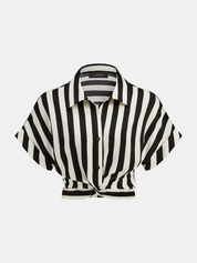 Striped Twisted Shirt & Belted Pants Set