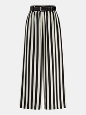 Striped Twisted Shirt & Belted Pants Set