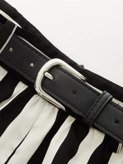 Striped Twisted Shirt & Belted Pants Set