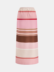 Striped Strapless Asymmetric Top & Skirt Set