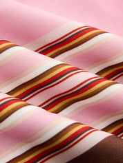 Striped Strapless Asymmetric Top & Skirt Set
