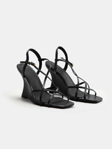 Strappy Square Toe Wedge Sandals