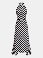 Halter Striped Backless Maxi Dress