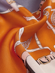 Luxury Harness Print 100% Silk Square Scarf