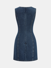 Sleeveless V-Neck Denim Mini Dress