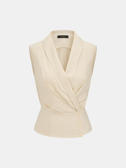 Linen Blend Wrap Vest Top