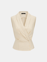 Linen Blend Wrap Vest Top