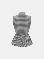 Gingham Cotton Sleeveless Peplum Top & Pants Set