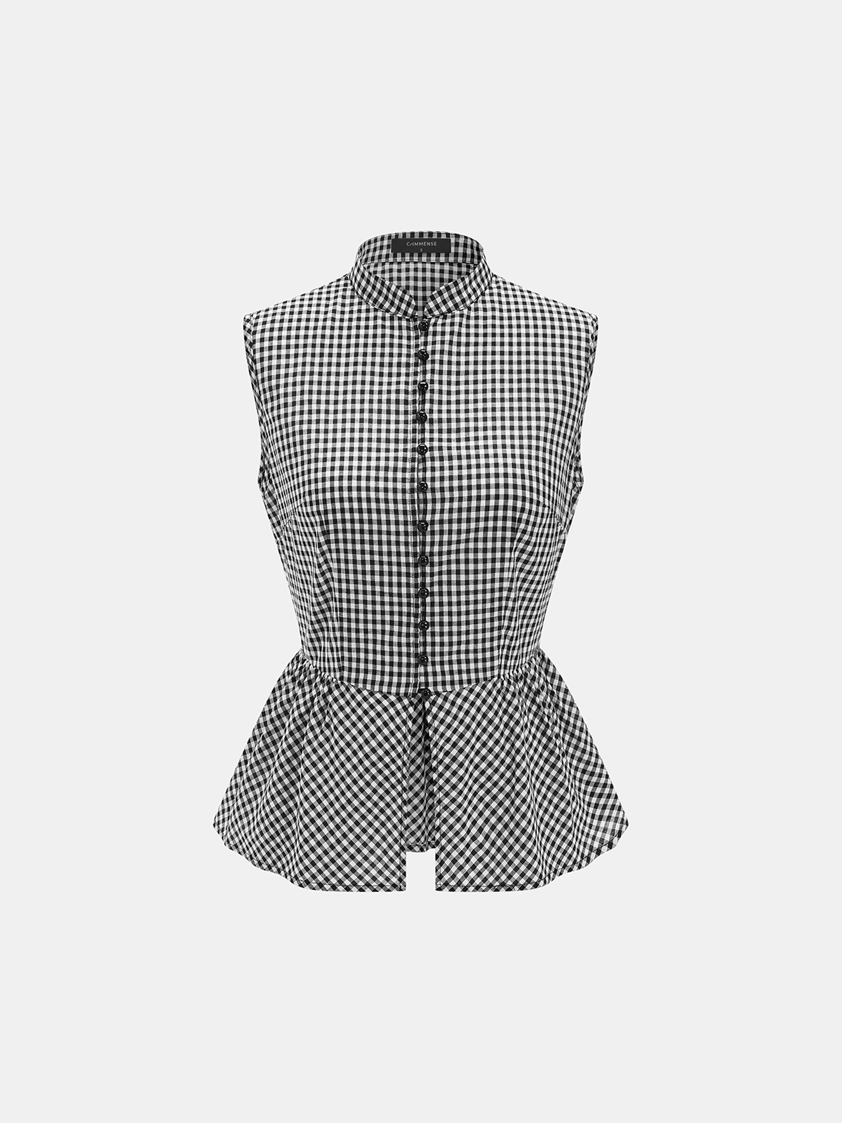 Gingham Cotton Sleeveless Peplum Top & Pants Set