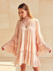 Ruffled Tiered Loose Chiffon Mini Dress