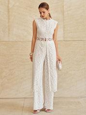 Sleeveless Lace Longline Top