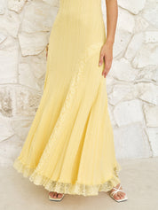 Sleeveless Lace Hem Knit Maxi Dress