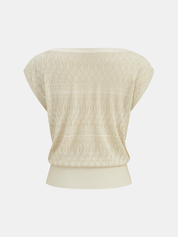 Openwork Knit Boat Neck Sleeveless Top